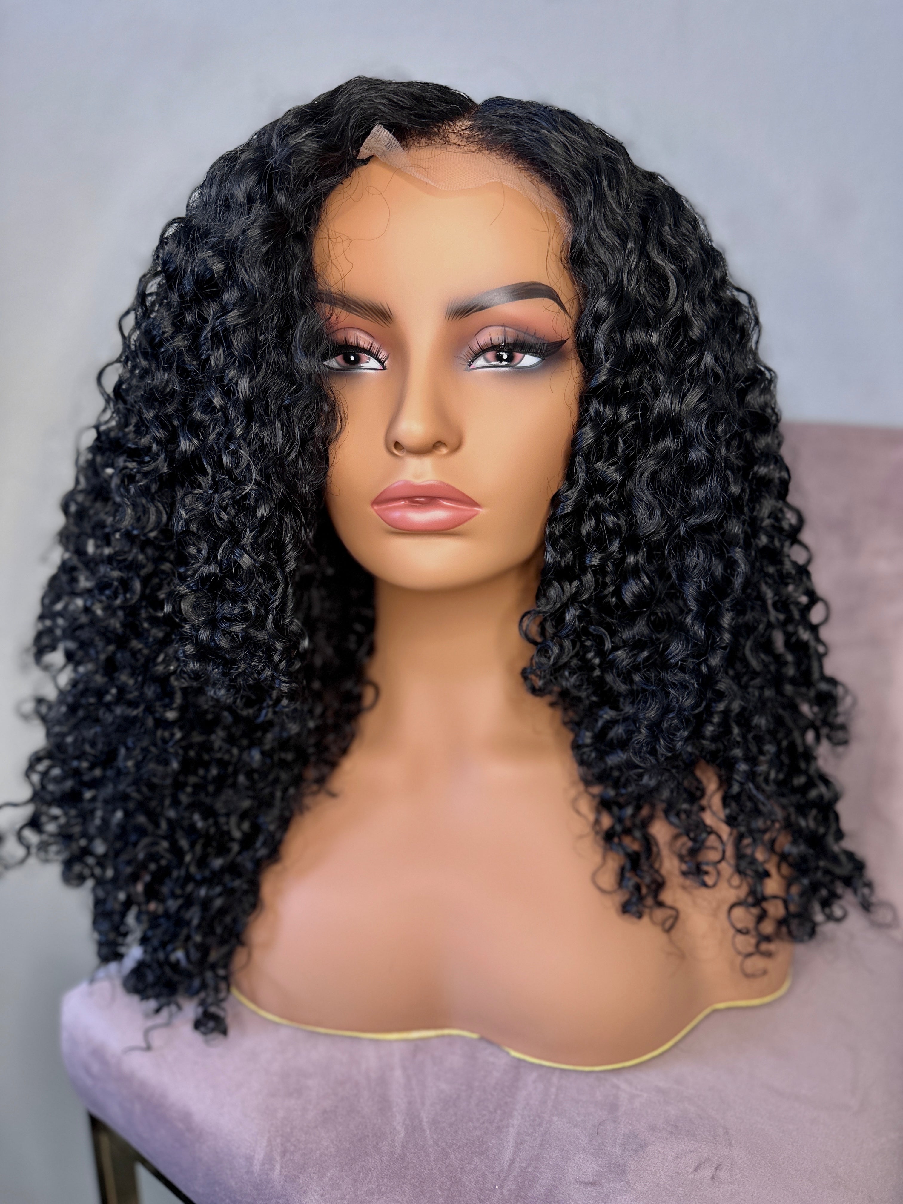 Ready To Ship Jet Black Burmese Curly 22 HD Lace Wig Aavya Hair