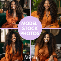 Model Stock Photos (Orange/Green Couch)