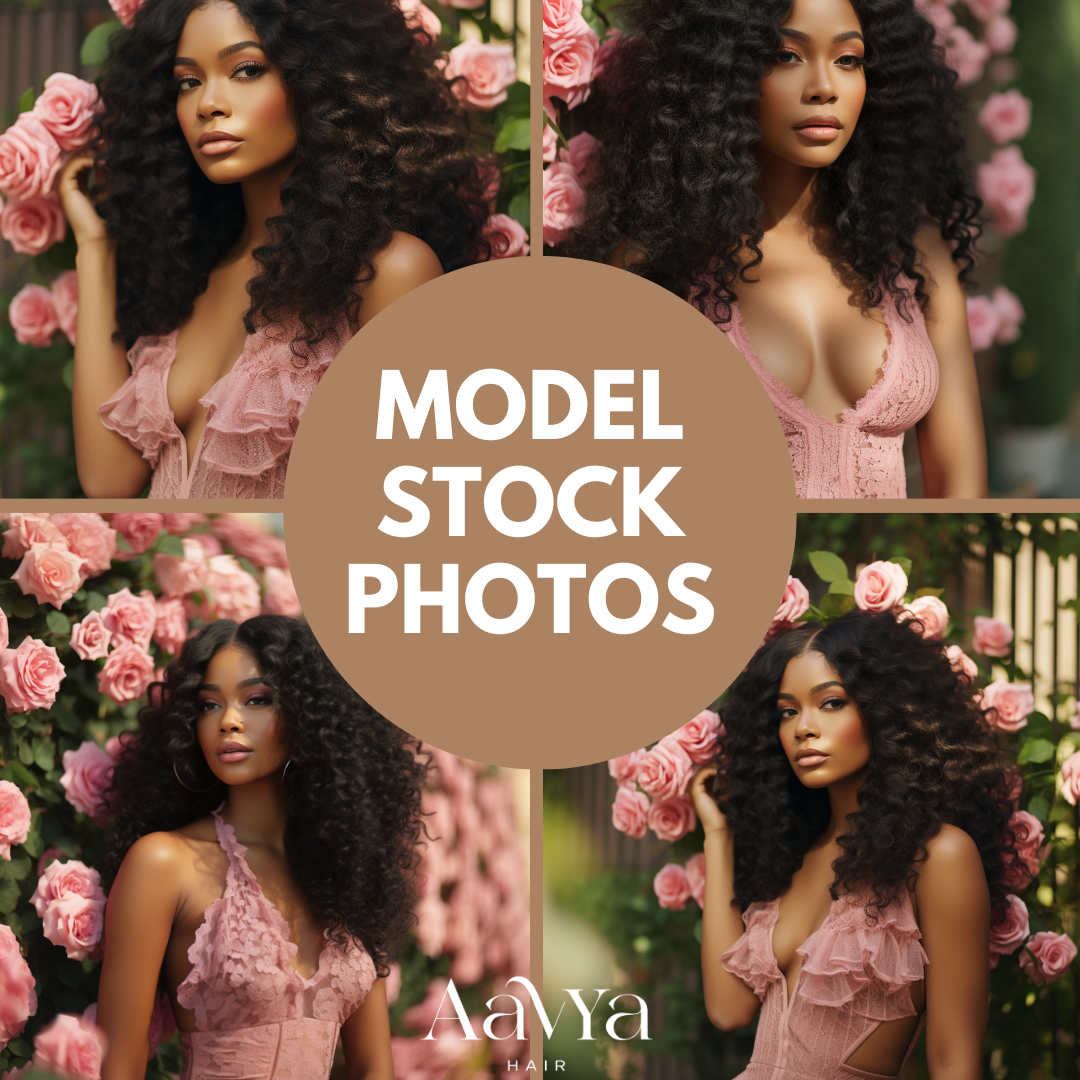 Model Stock Photos (Pink Roses Background)
