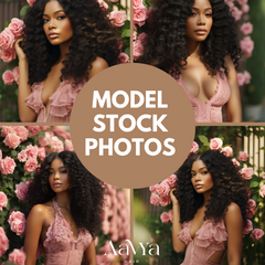 Model Stock Photos (Pink Roses Background)